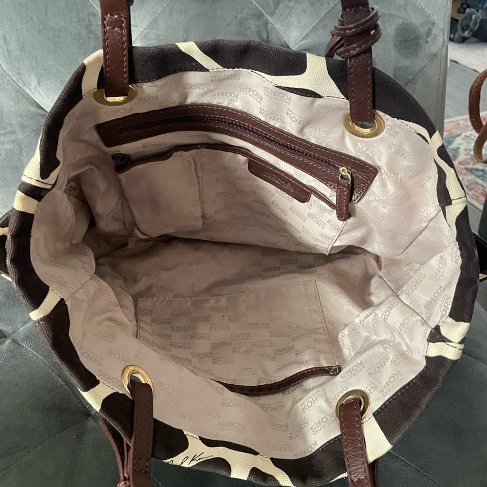 Michael Kors Brown and Cream Animal Print Tote - Picture 2 of 2
